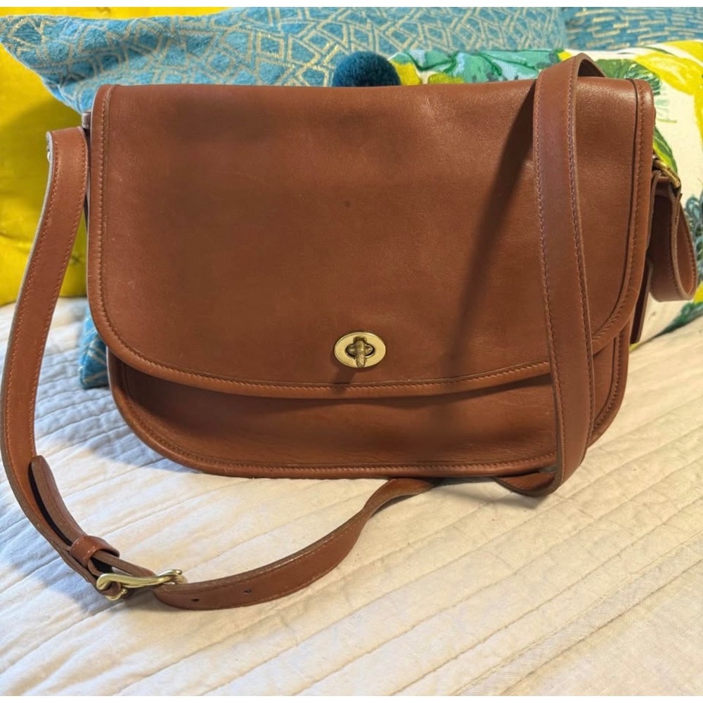 RARE Vintage COACH City Bag British Tan Leather No. 9790 crossbody purse z0